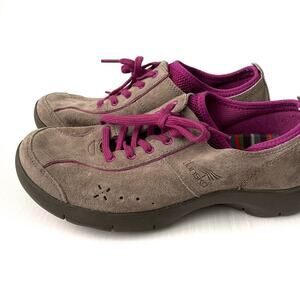 Dansko Elise taupe suede and fuchsia walking shoes size 38 (7.5-8 US) sneaker